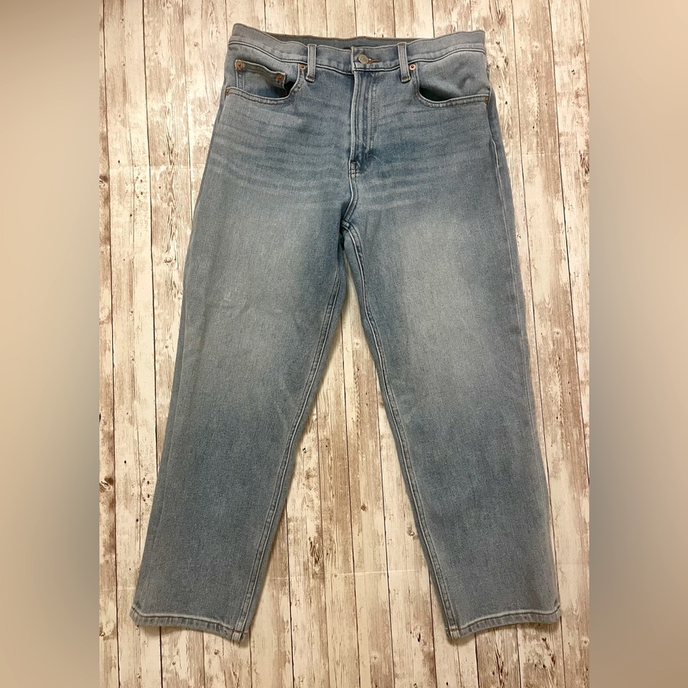 LUCKY BRAND RELAXED TAPERED CROPPER LIGHT DENIM JEANS
